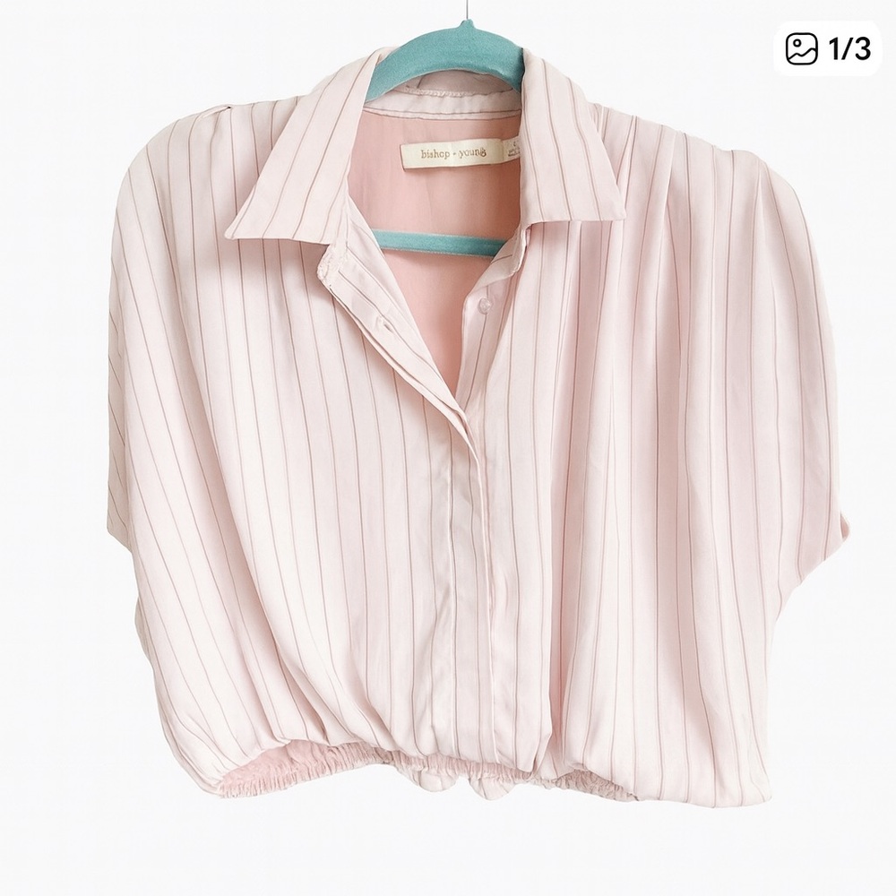 Bishop + Young Pink Striped Blouse